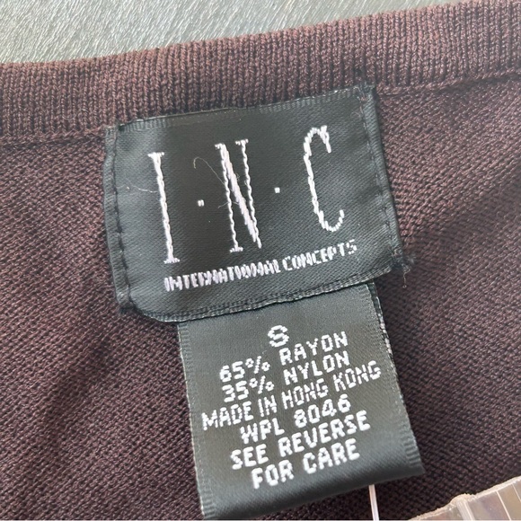 INC international concepts Brown Cardigan V Neck Button Up Sweater - Picture 14 of 16